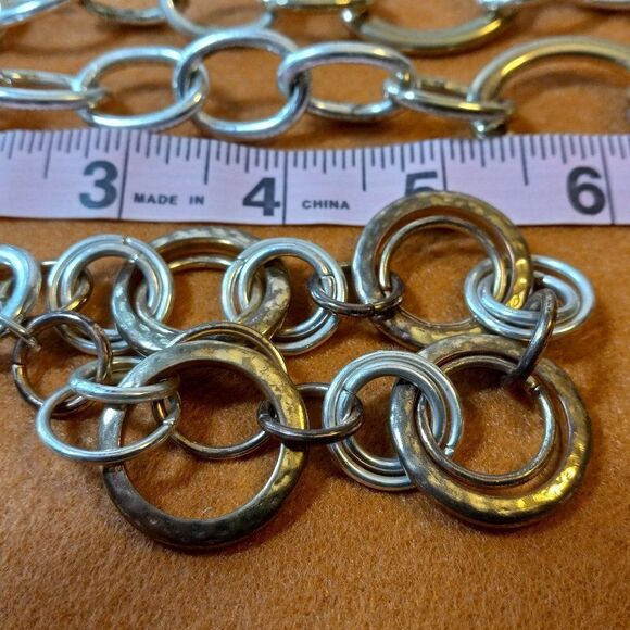 Circles of Gold and Silver Tone Metal Necklace and Bracelet - Picture 6 of 11